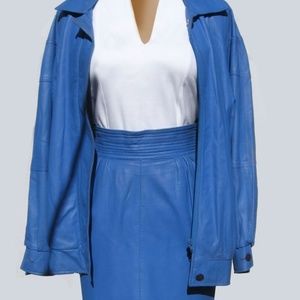 Suit, Vintage 80's Blue leather Cavalli